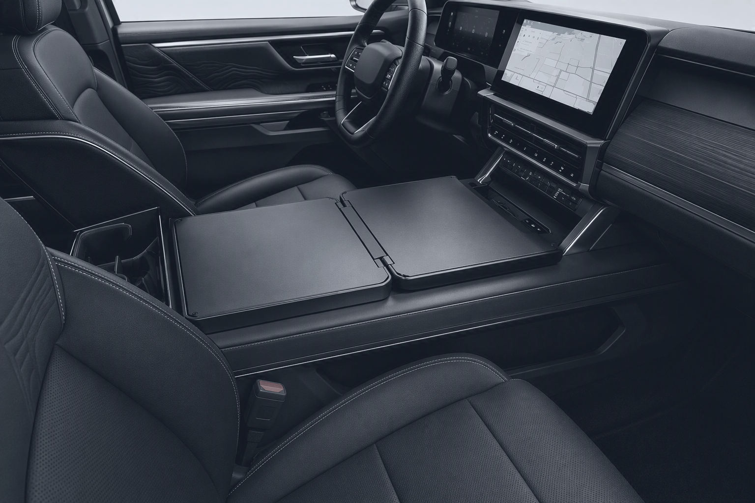 Automotive interior worksurface and dashboard for modern vehicles
