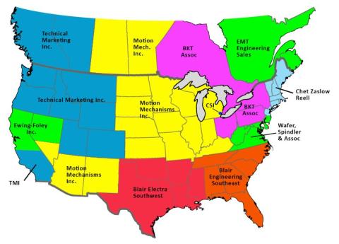 Reell Mapa del representante de ventas de América del Norte